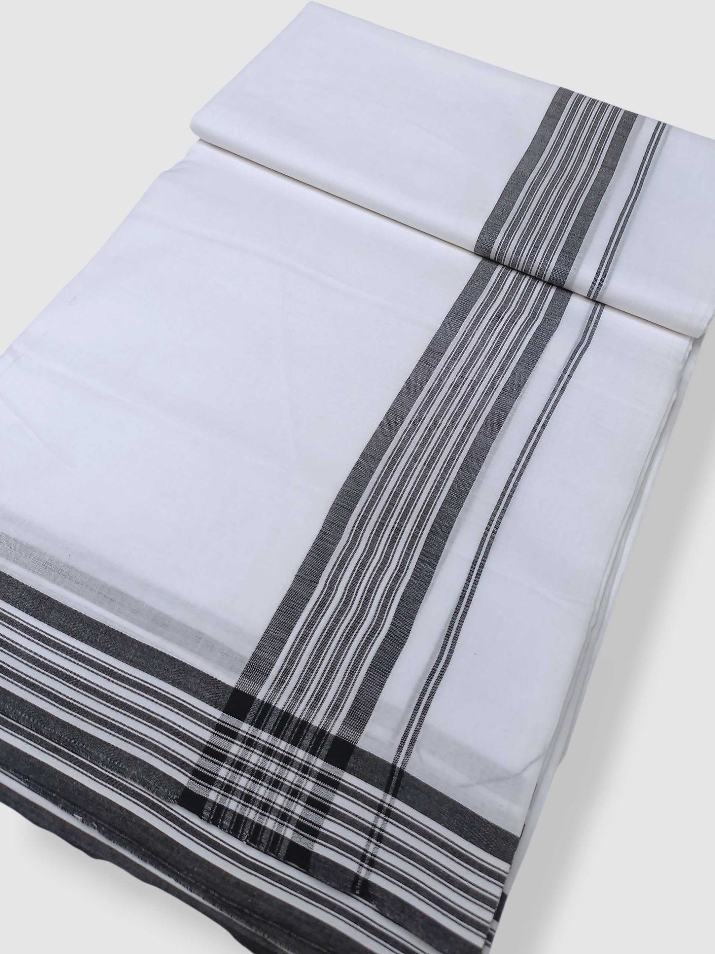 Pure White Cotton Men's Double Dhoti