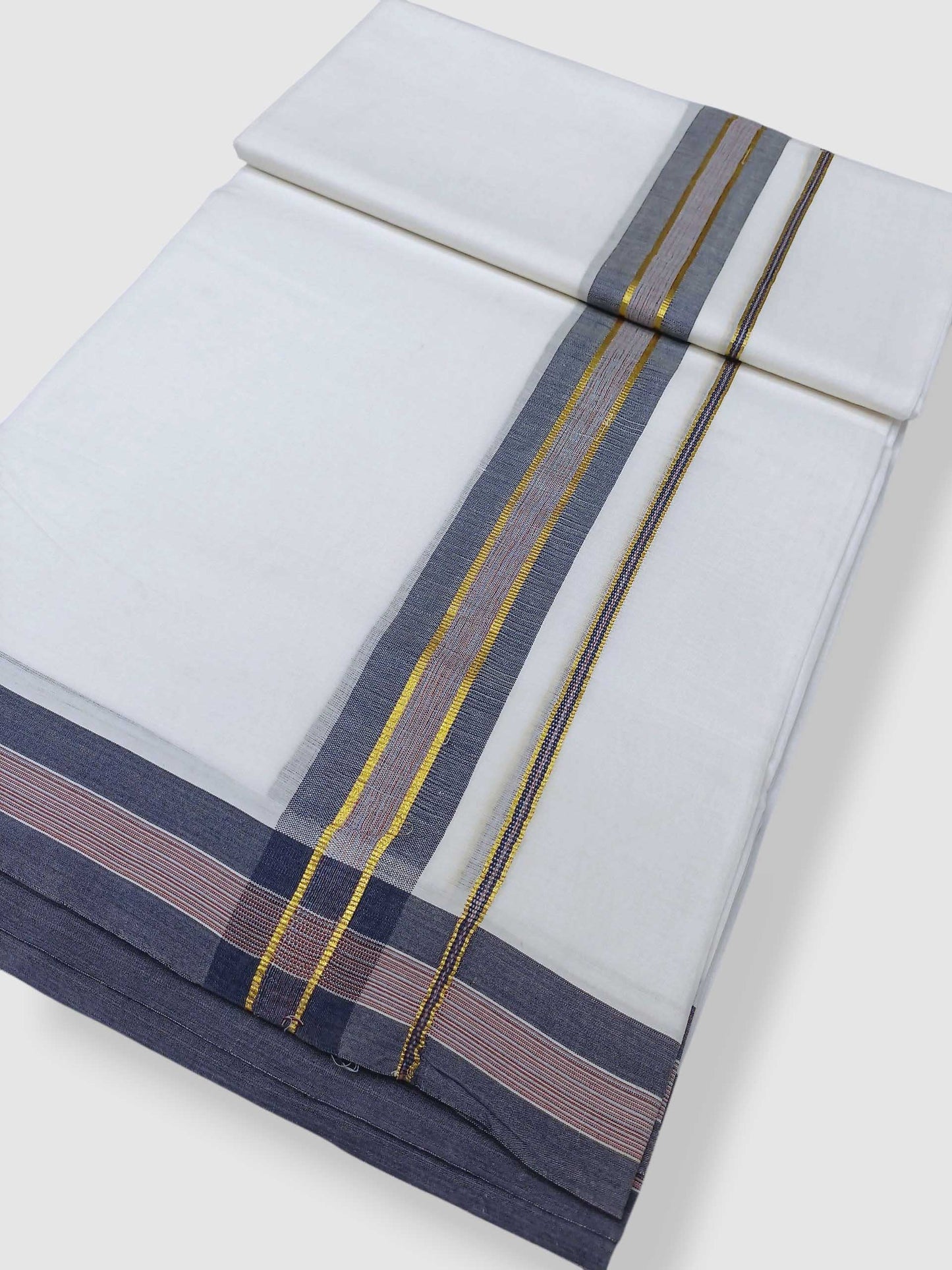 Pure White Cotton Men's Double Dhoti