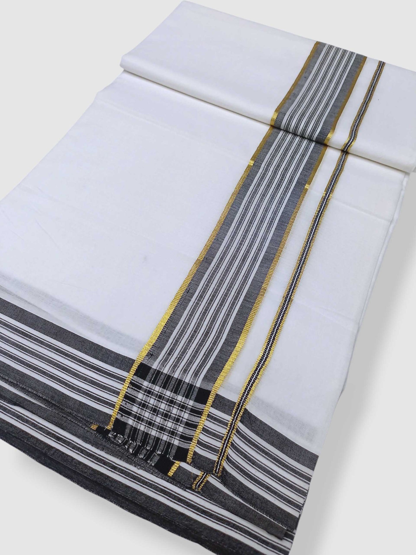 Pure White Cotton Men's Double Dhoti