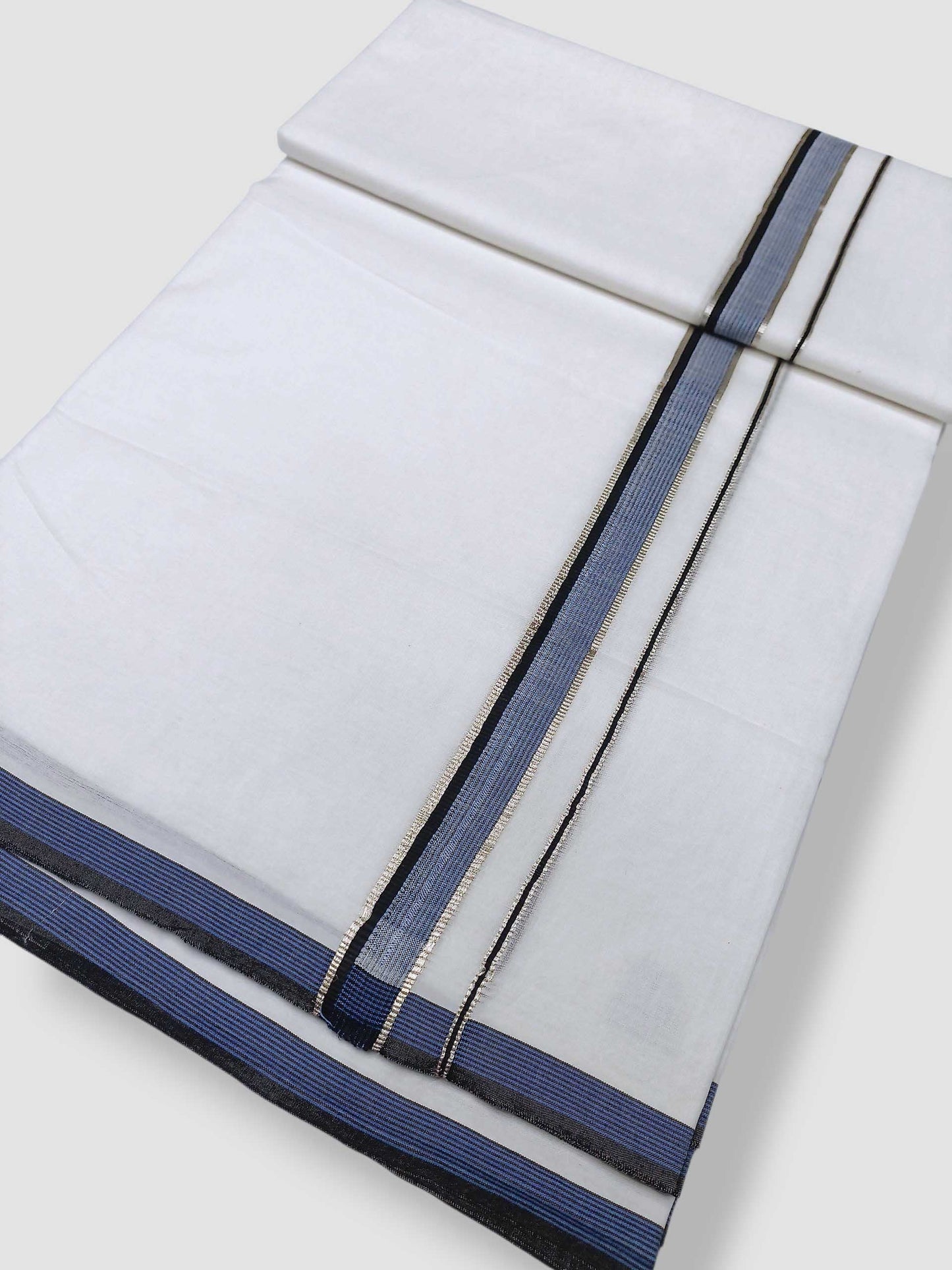 Pure White Cotton Men's Double Dhoti