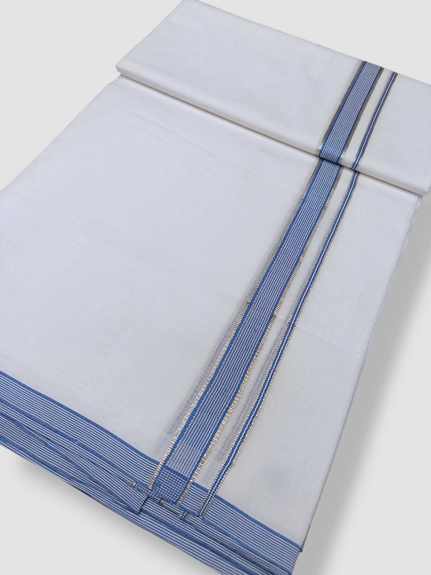 Pure White Cotton Men's Double Dhoti