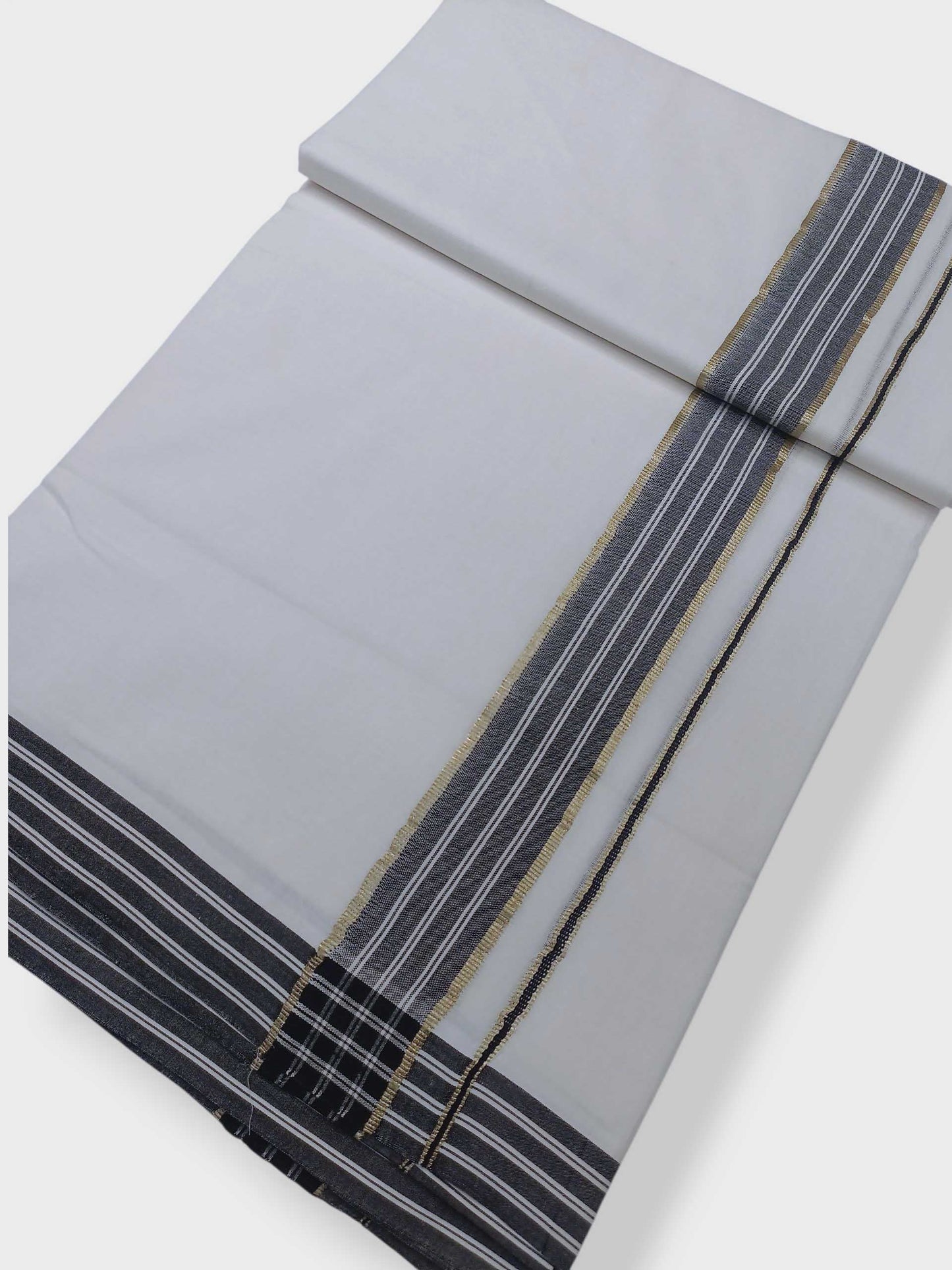 Pure White Cotton Men's Double Dhoti