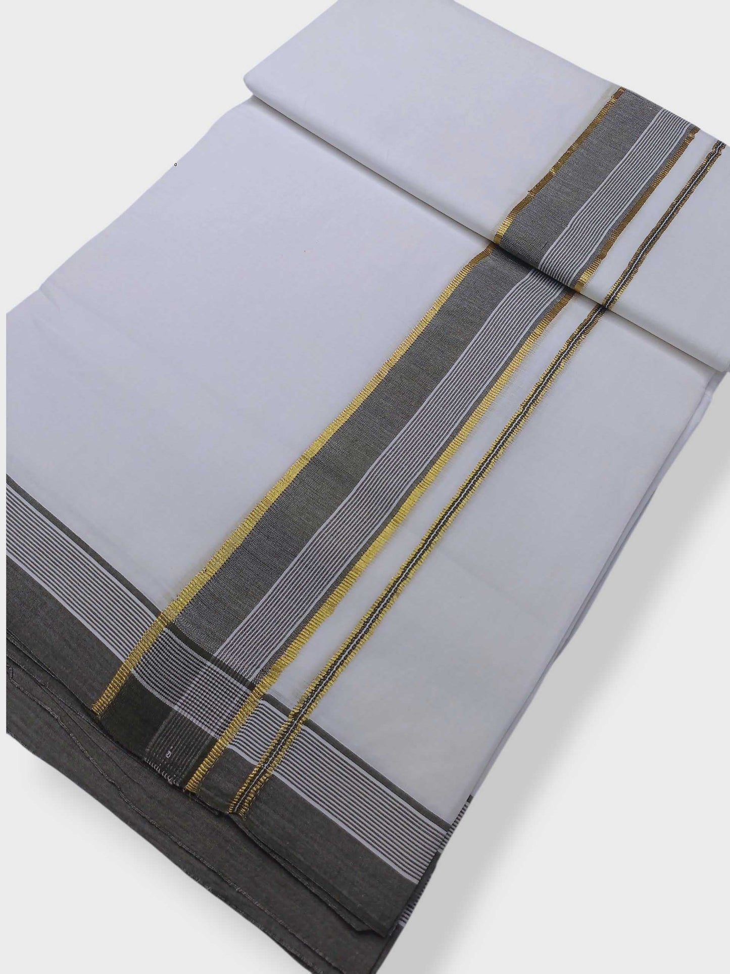 Pure White Cotton Men's Double Dhoti