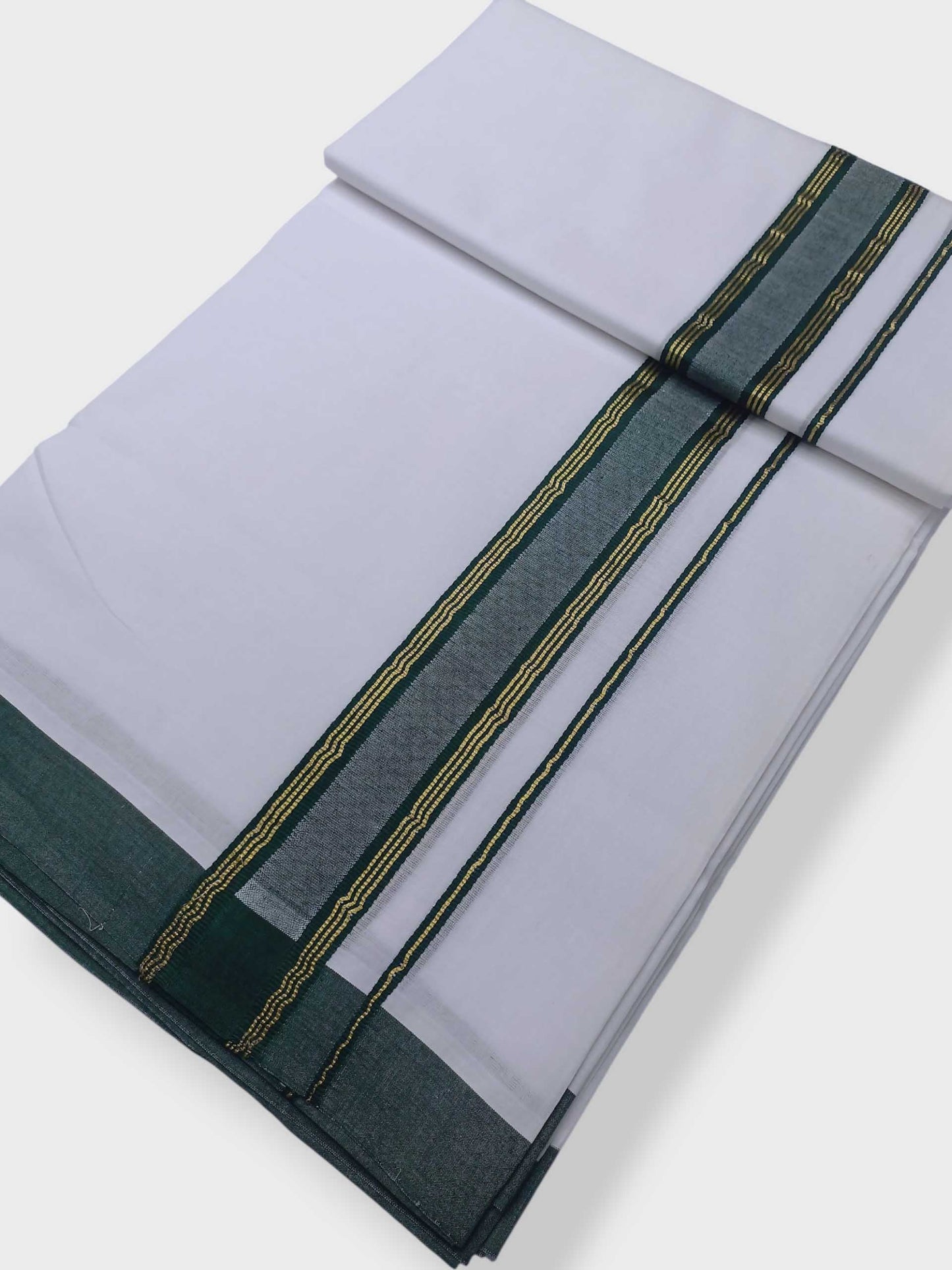 Pure White Cotton Men's Double Dhoti