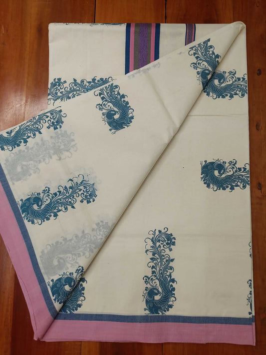 Balaramapuram Printed Kerala Saree for Women