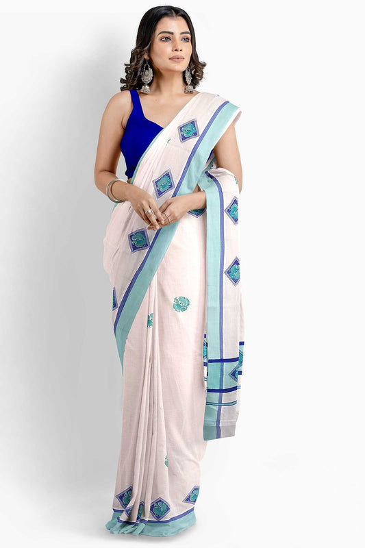 Balaramapuram Printed Kerala Saree for Women