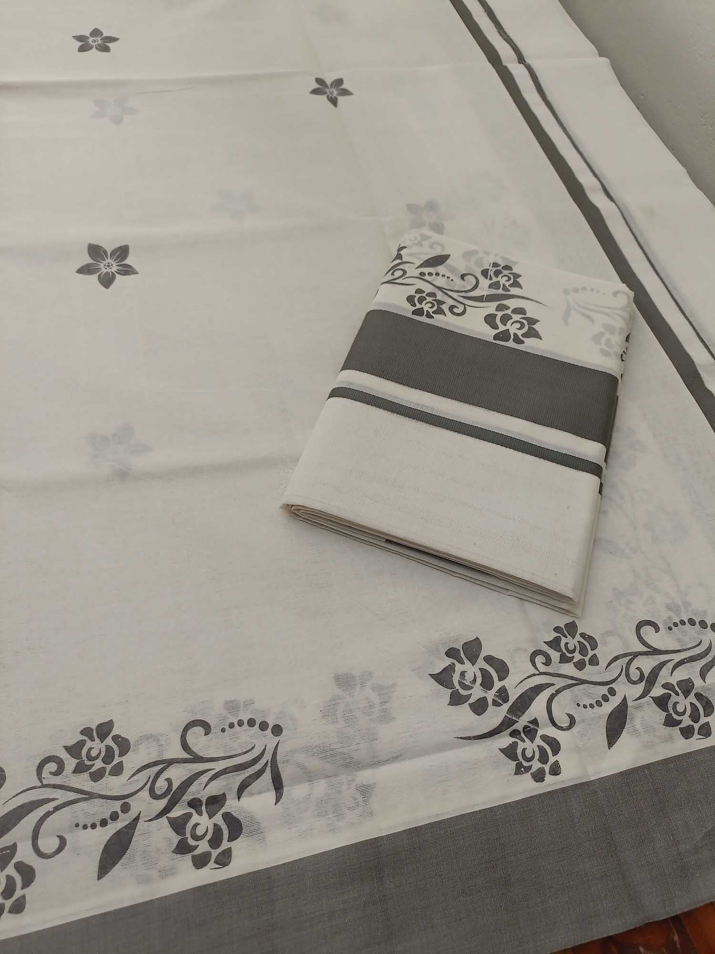 Balaramapuram Printed Set-Mundu for Women