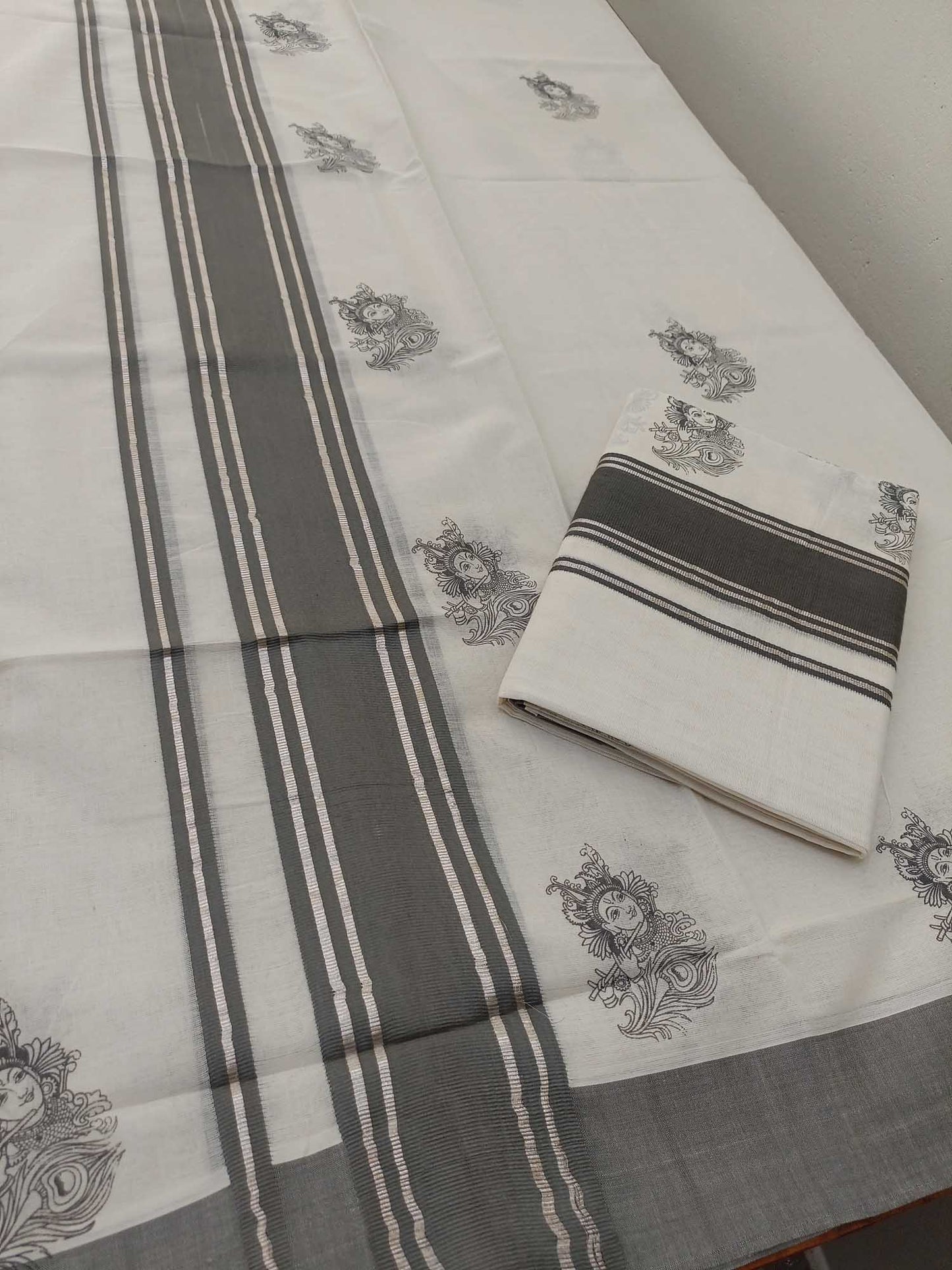 Balaramapuram Printed Set-Mundu for Women