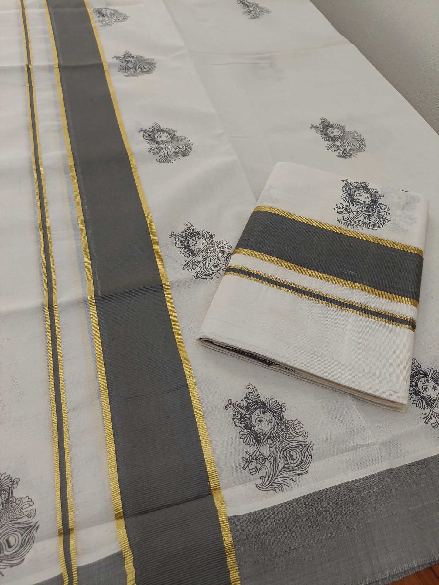 Balaramapuram Printed Set-Mundu for Women