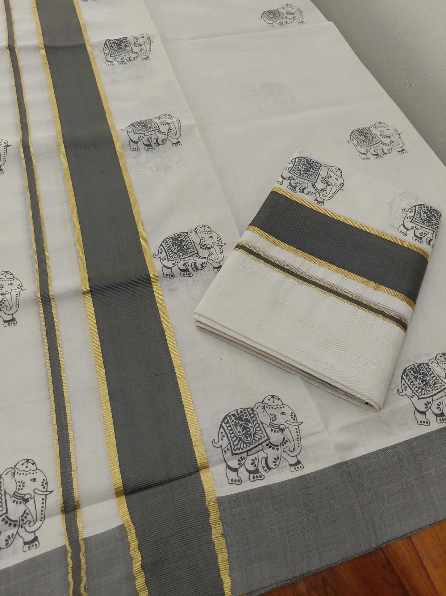 Balaramapuram Printed Set-Mundu for Women