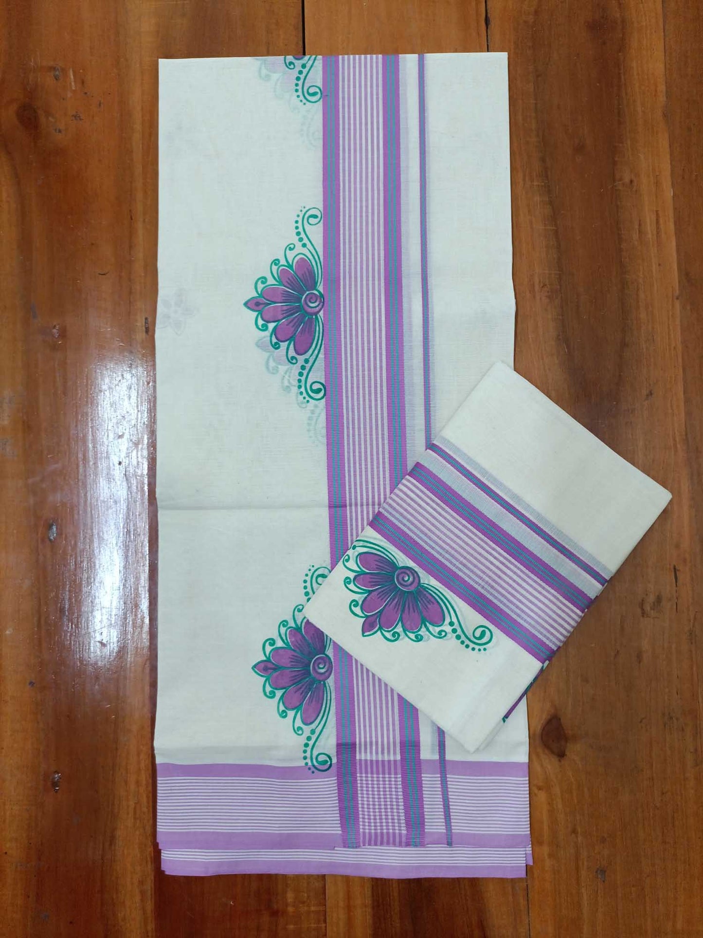 Balaramapuram Printed Set-Mundu for Women