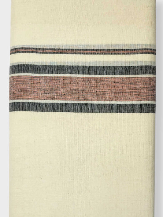 Kerala Mundu/Dhoti (Double) Pure Cotton with Rose & Black Border