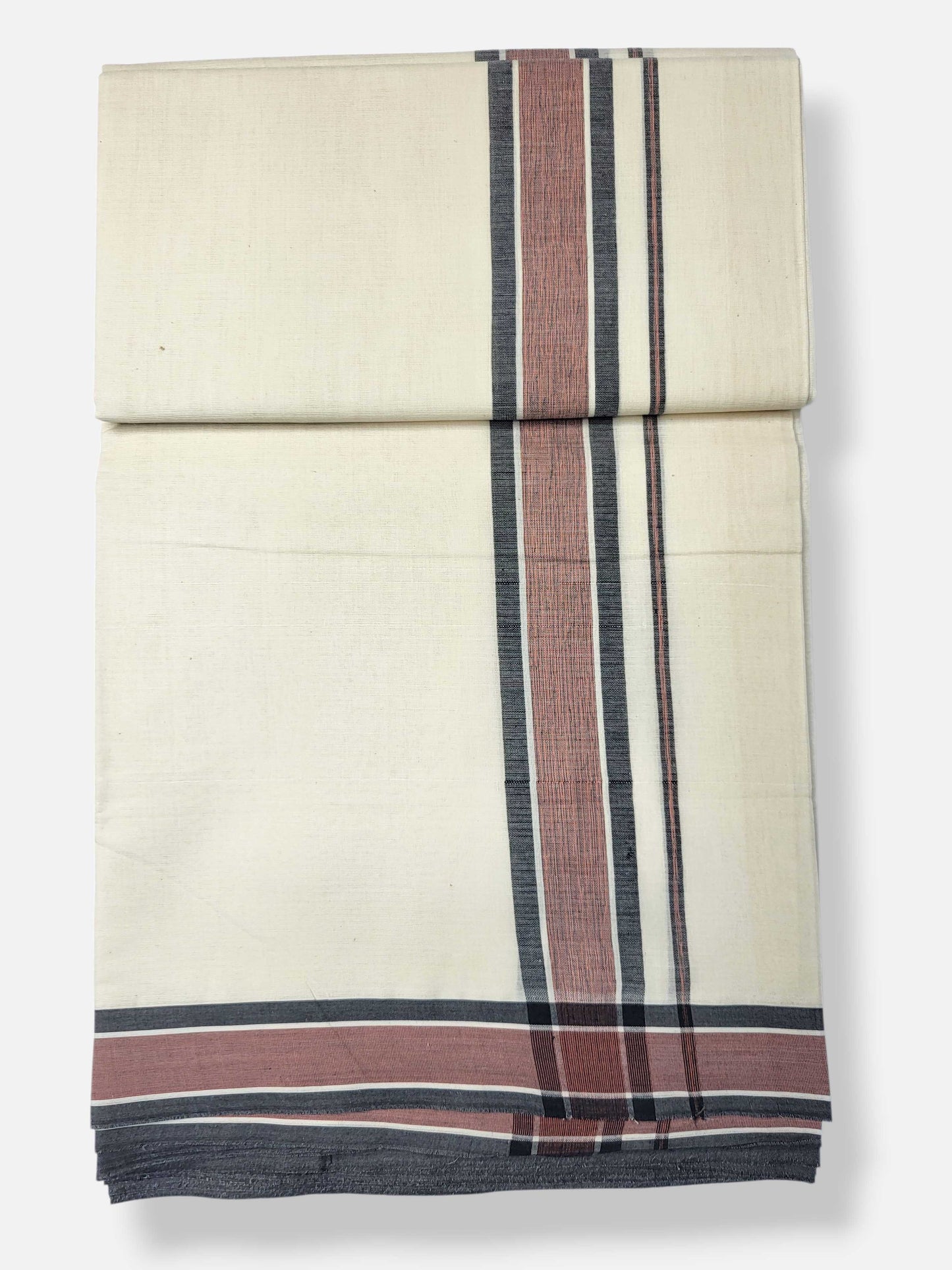 Kerala Mundu/Dhoti (Double) Pure Cotton with Rose & Black Border