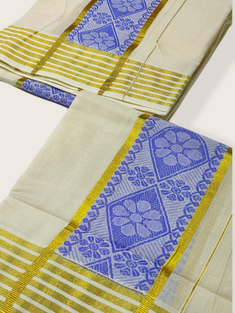 Double SetMundu with Jacquard Design
