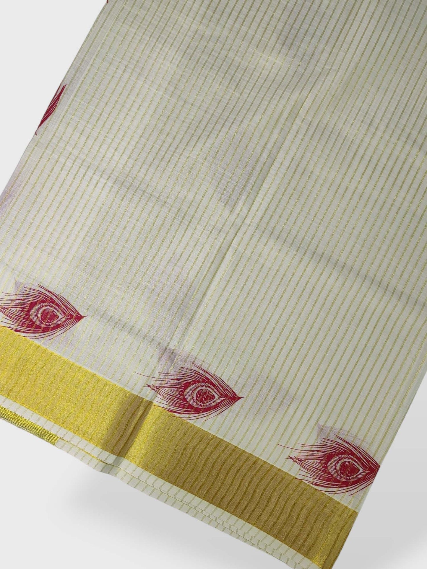 Kerala Single Kasavu Set Mundu with Printed Design