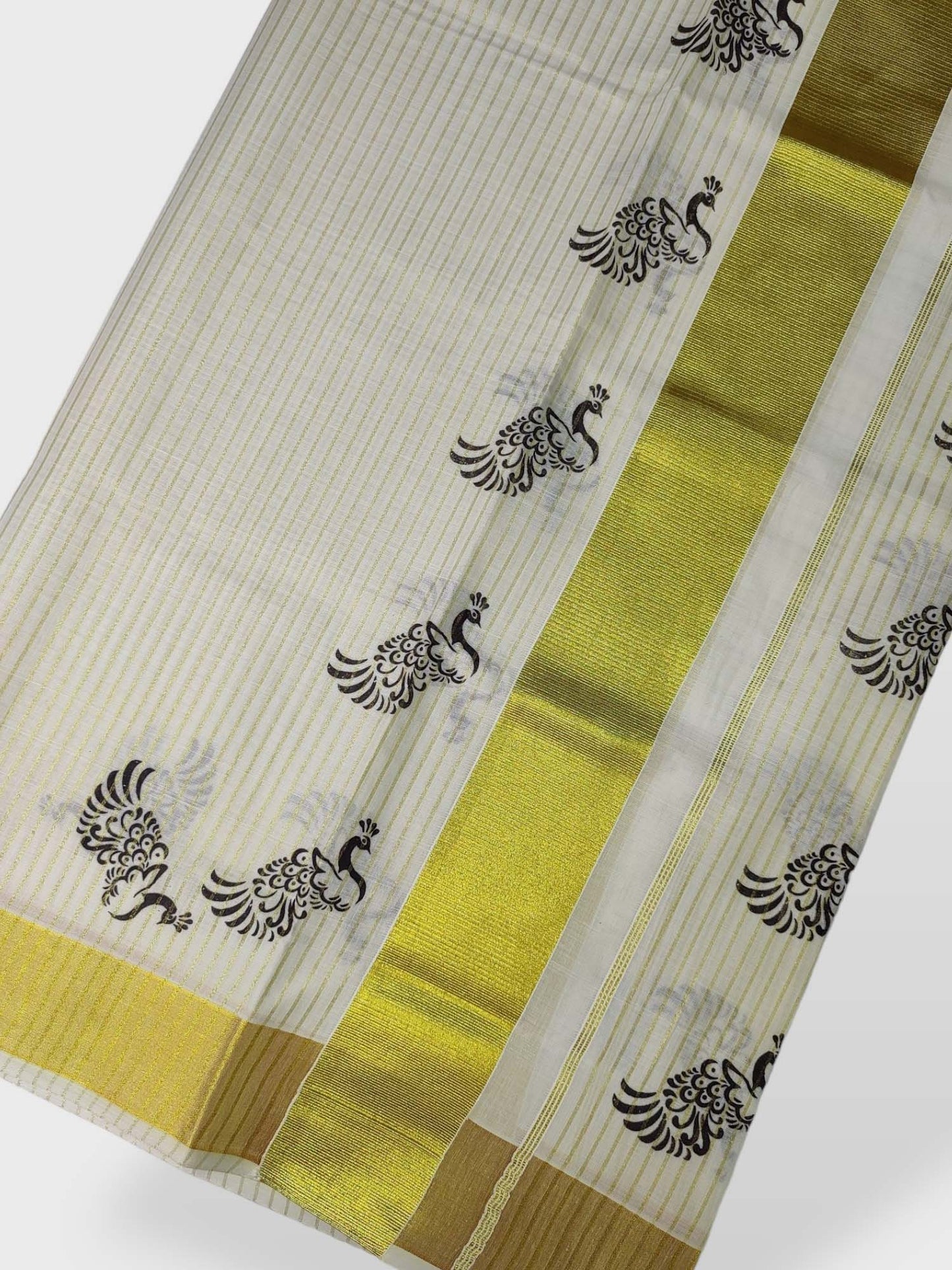 Kerala Single Kasavu Set Mundu with Printed Design