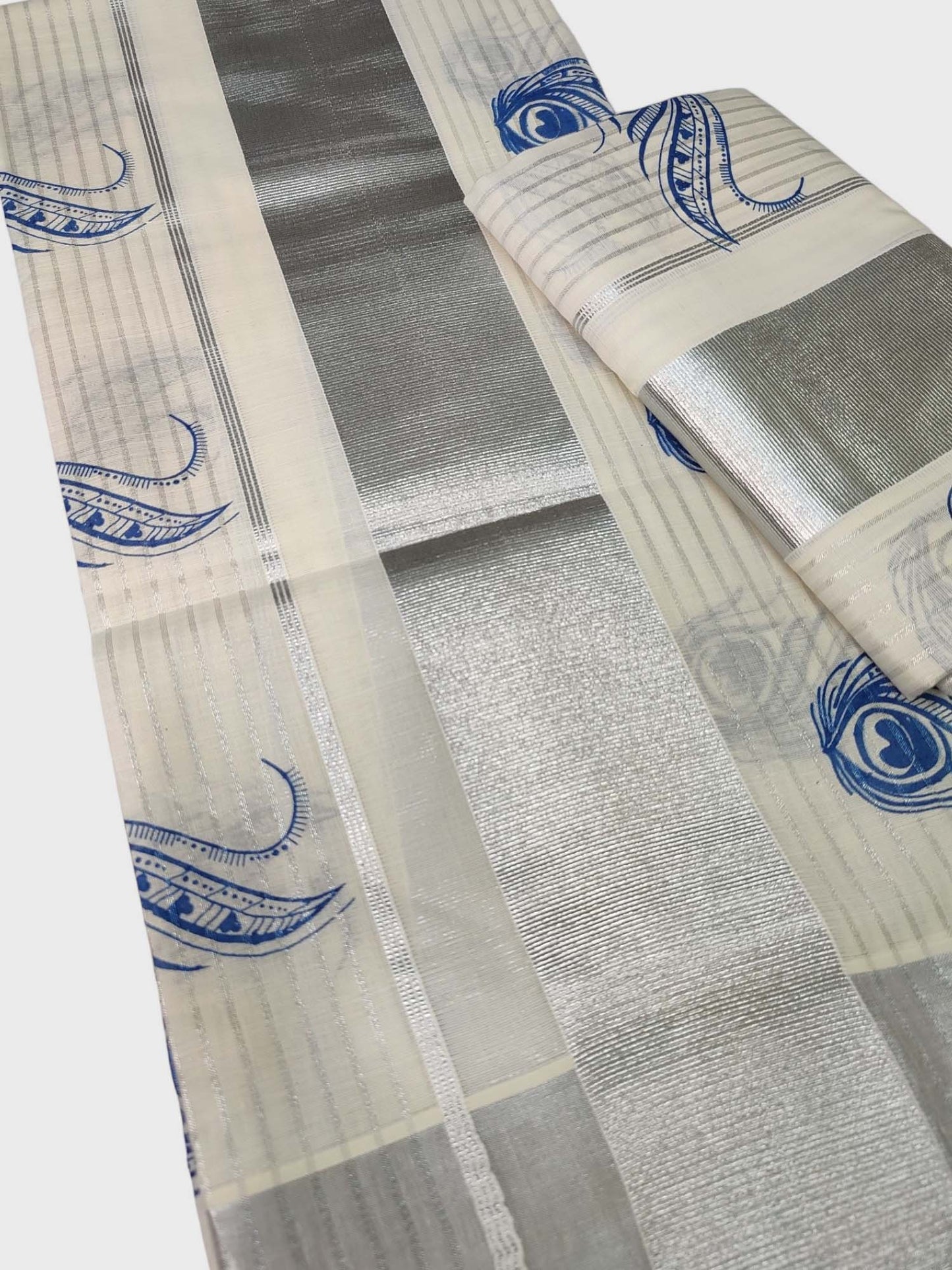 Kerala Single Kasavu Set Mundu with Printed Design