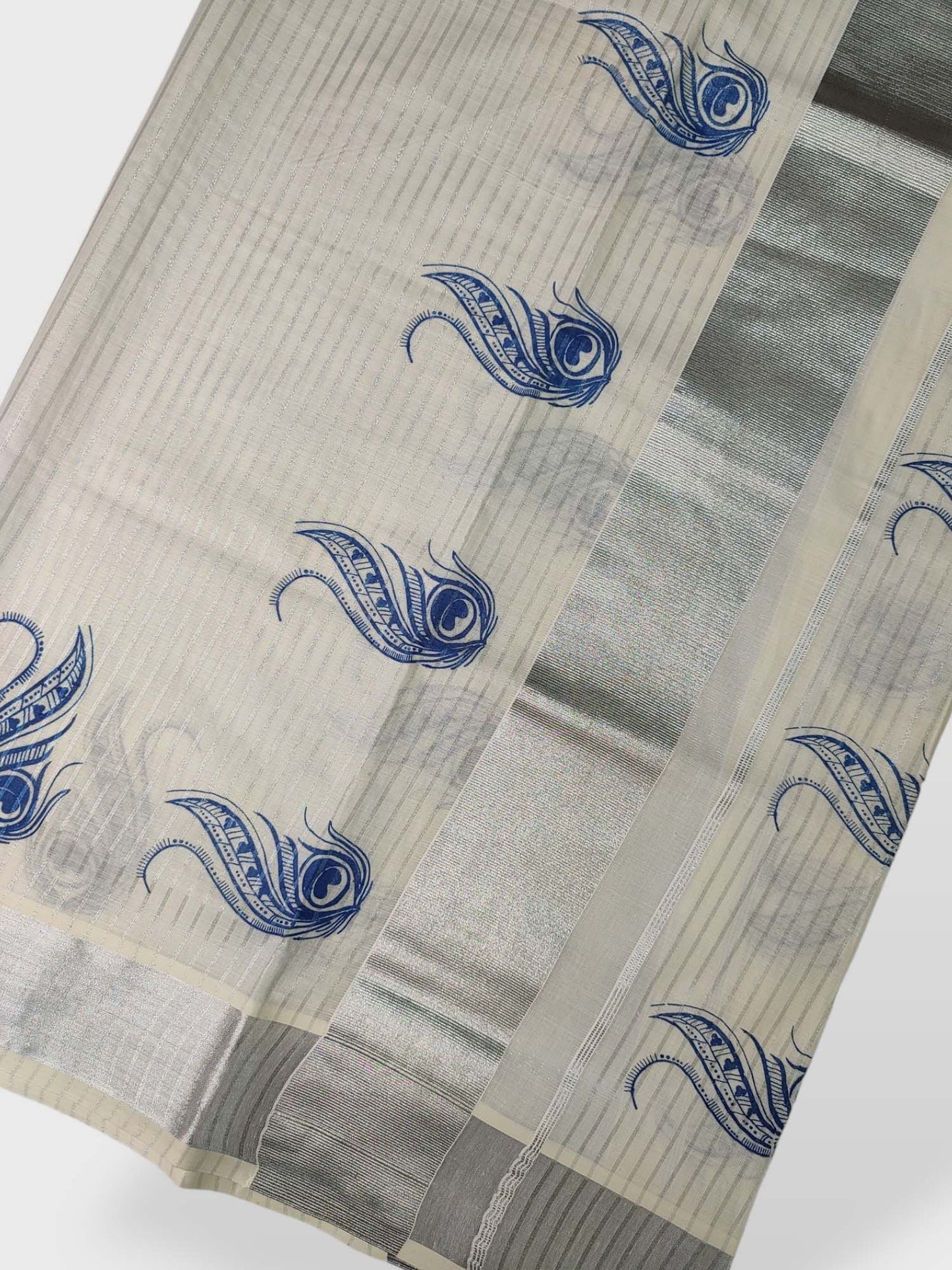 Kerala Single Kasavu Set Mundu with Printed Design