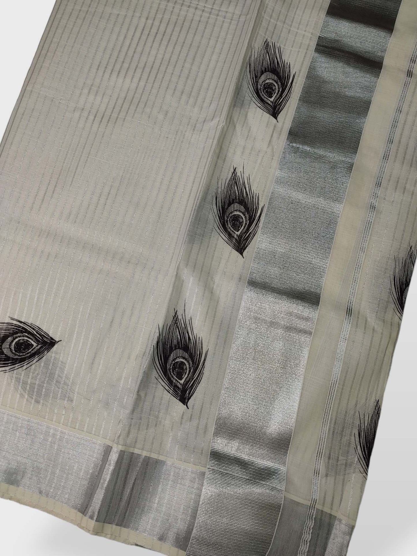 Kerala Single Kasavu Set Mundu with Printed Design