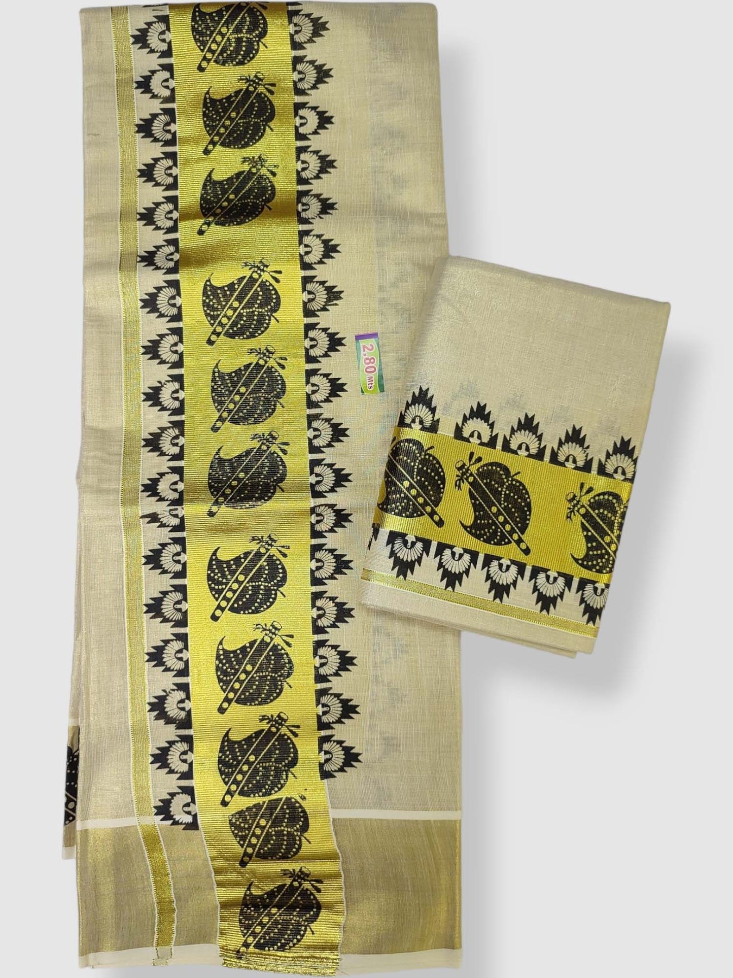 Kerala Single Tissue Set Mundu with Printed Design