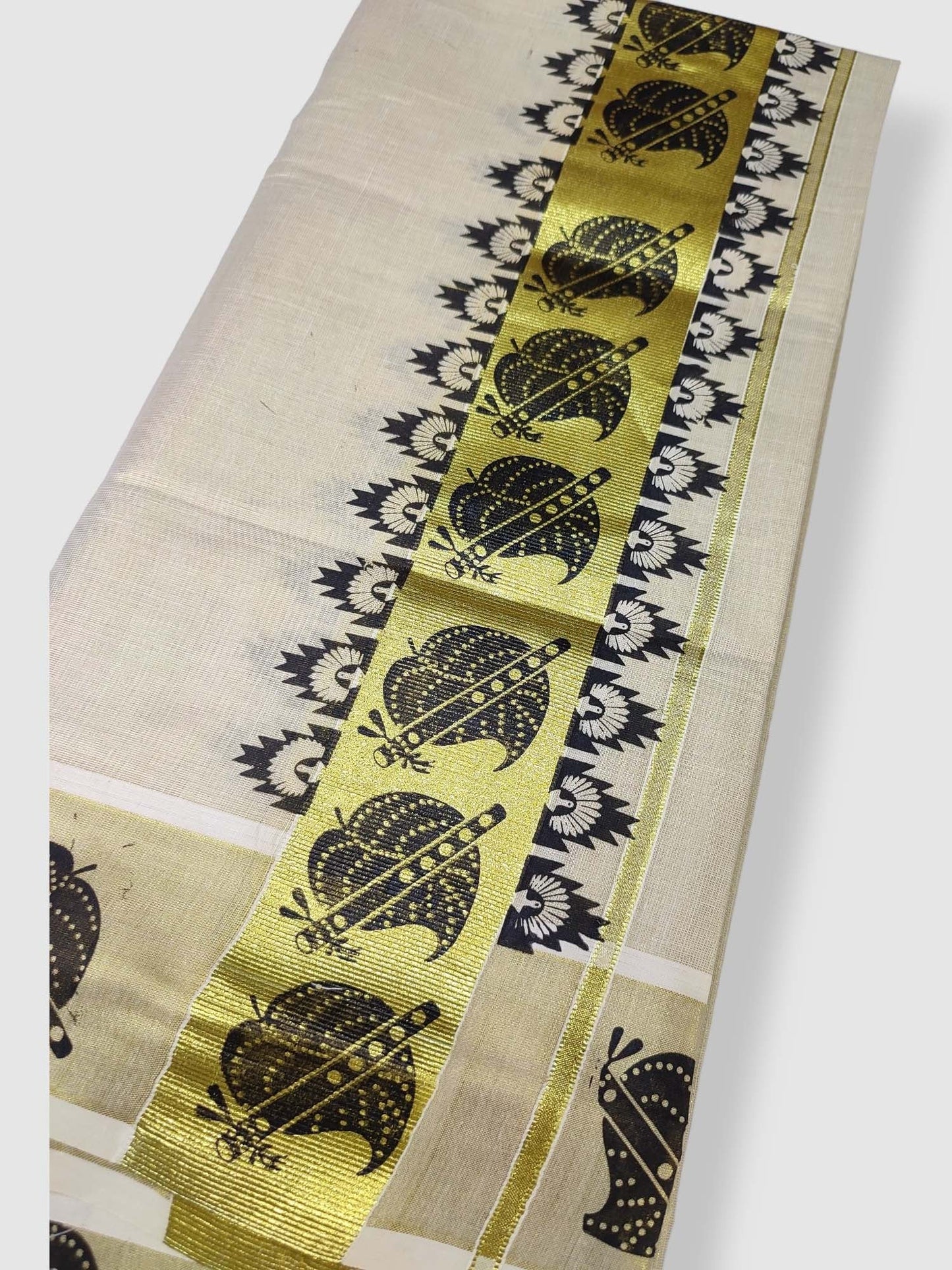 Kerala Single Tissue Set Mundu with Printed Design