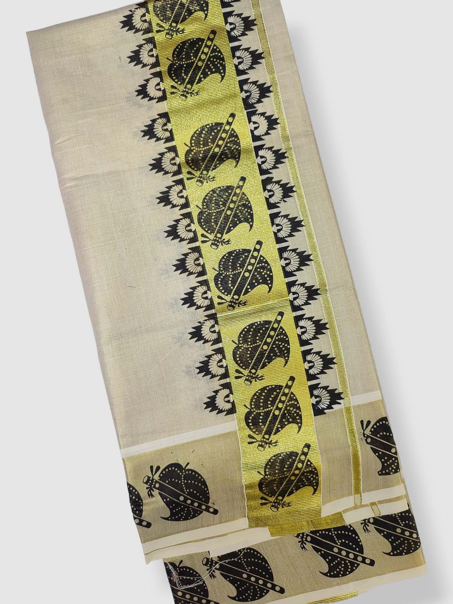 Kerala Single Tissue Set Mundu with Printed Design