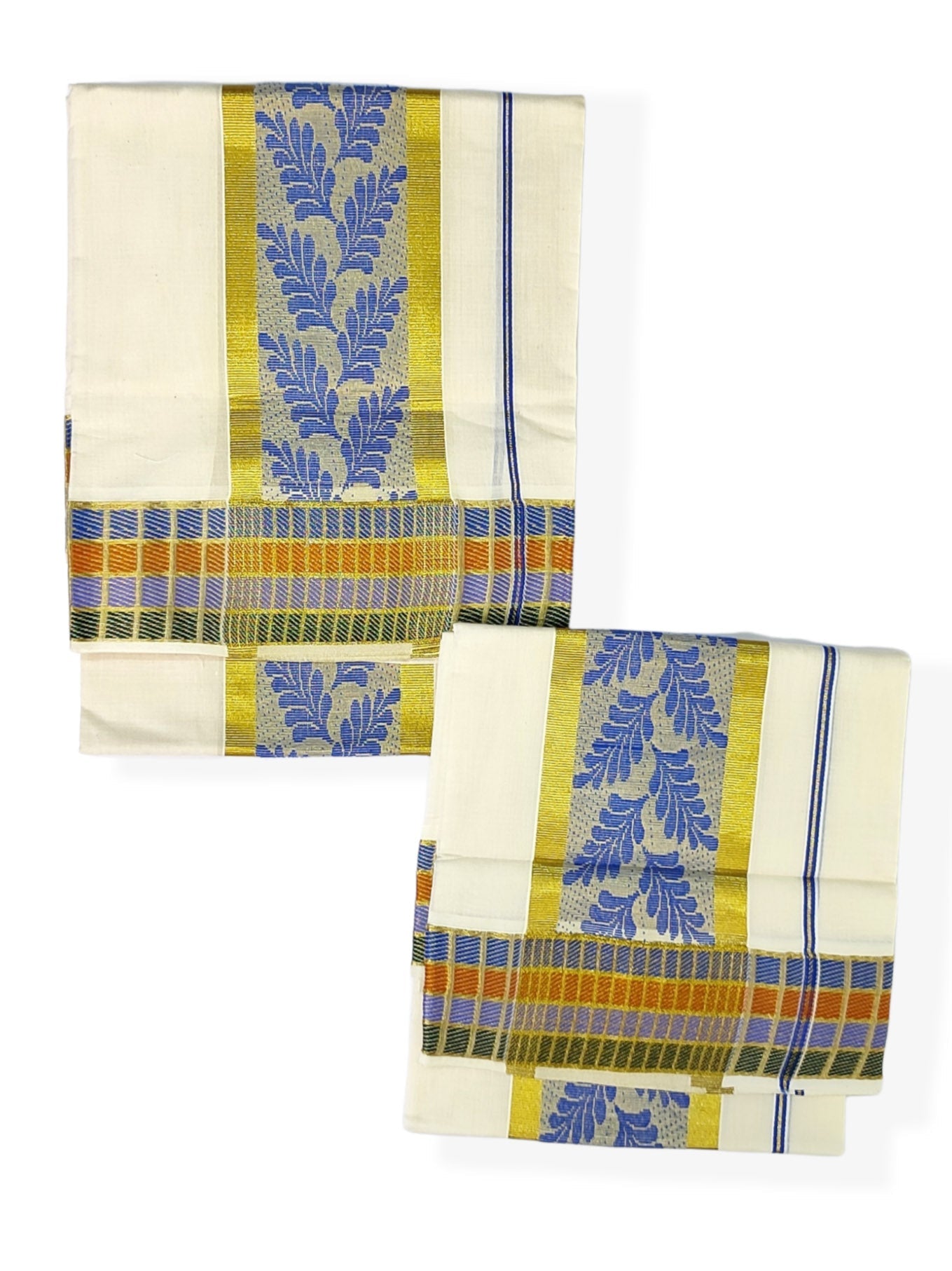 Single SetMundu with Leaf Jacquard Design