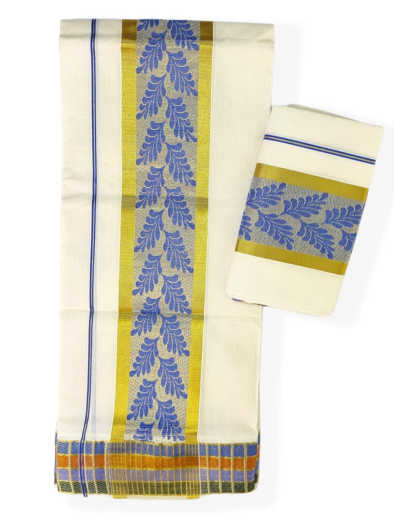 Single SetMundu with Leaf Jacquard Design