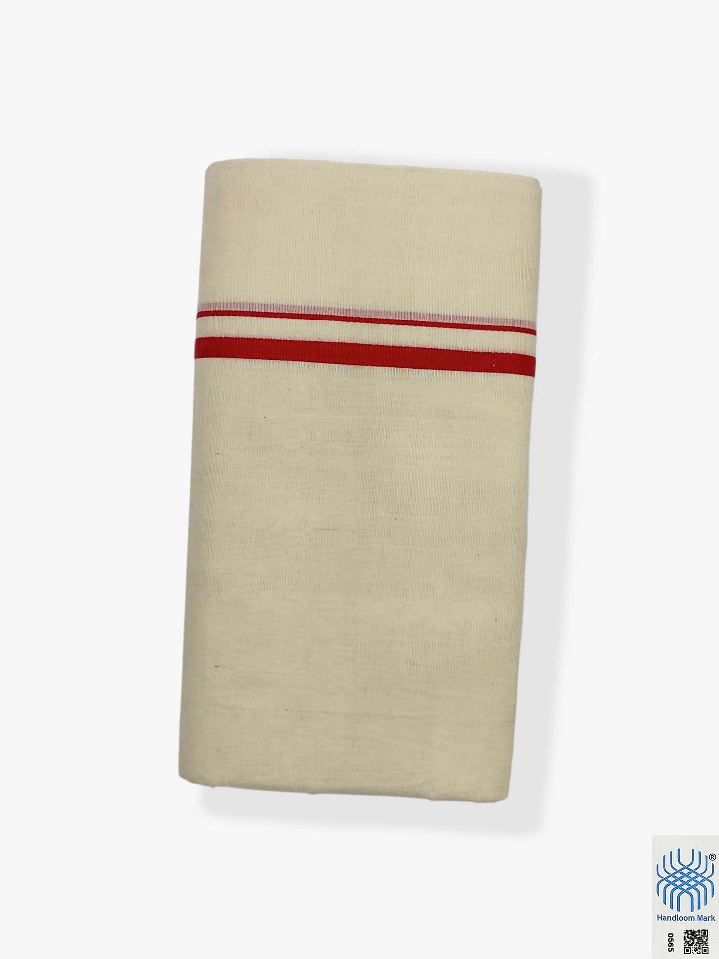 Kerala Handloom Mundu/Dhoti Pure Cotton with Red Border