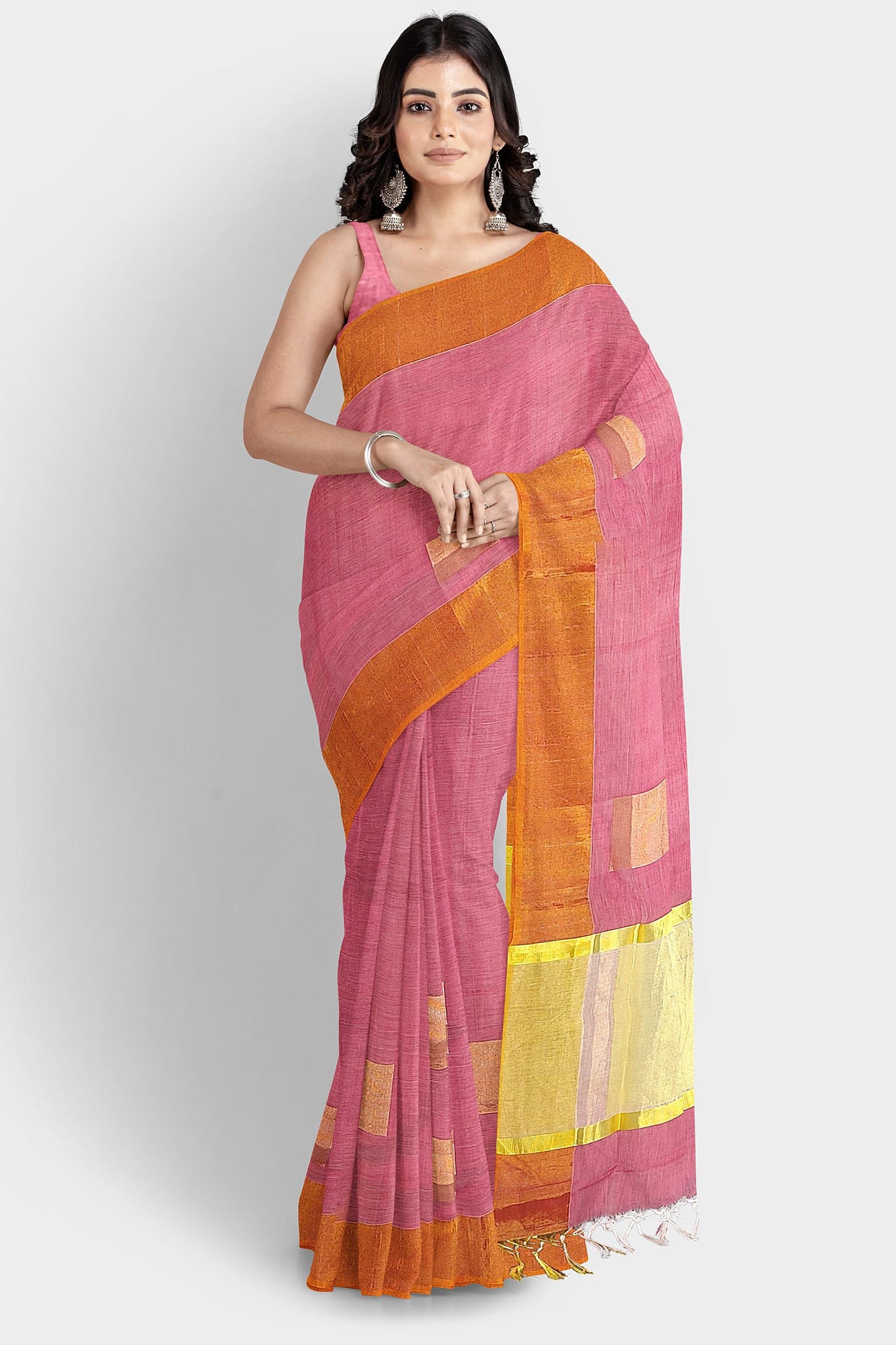 Kerala Handloom Rose Tissue Saree