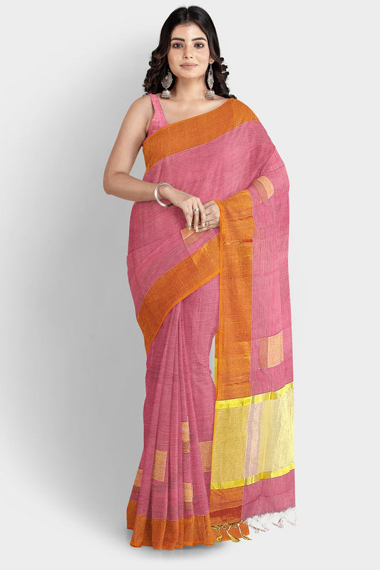 Kerala Handloom Rose Tissue Saree