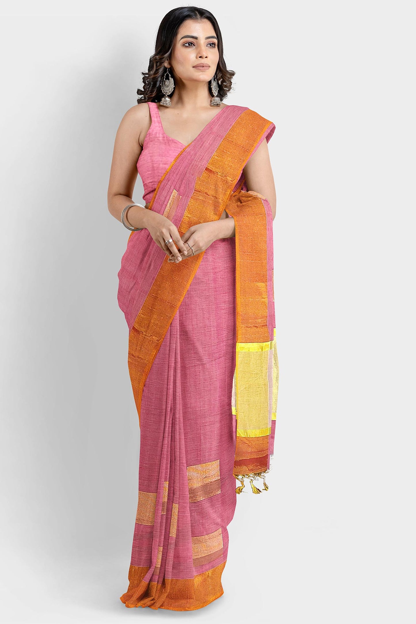 Kerala Handloom Rose Tissue Saree