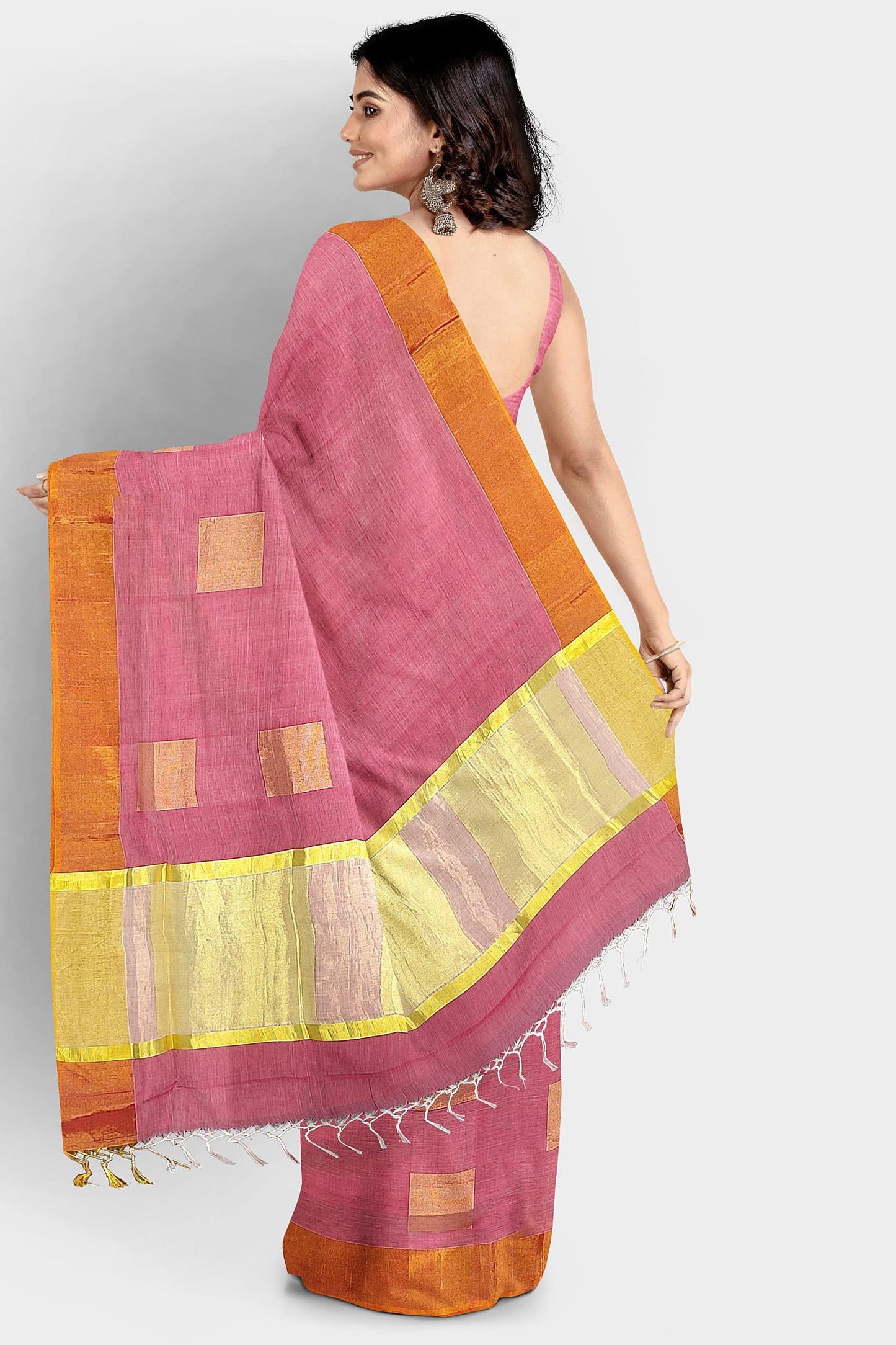 Kerala Handloom Rose Tissue Saree