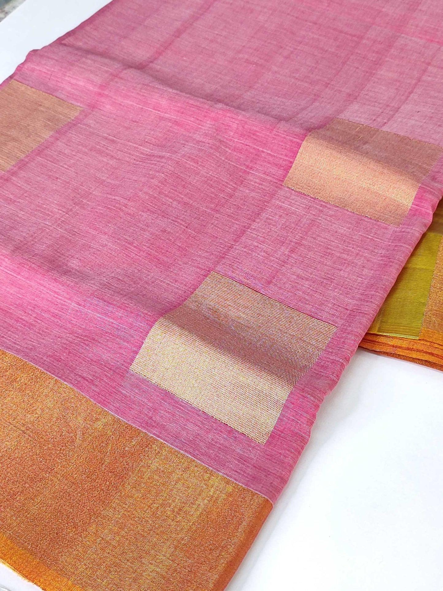 Kerala Handloom Rose Tissue Saree
