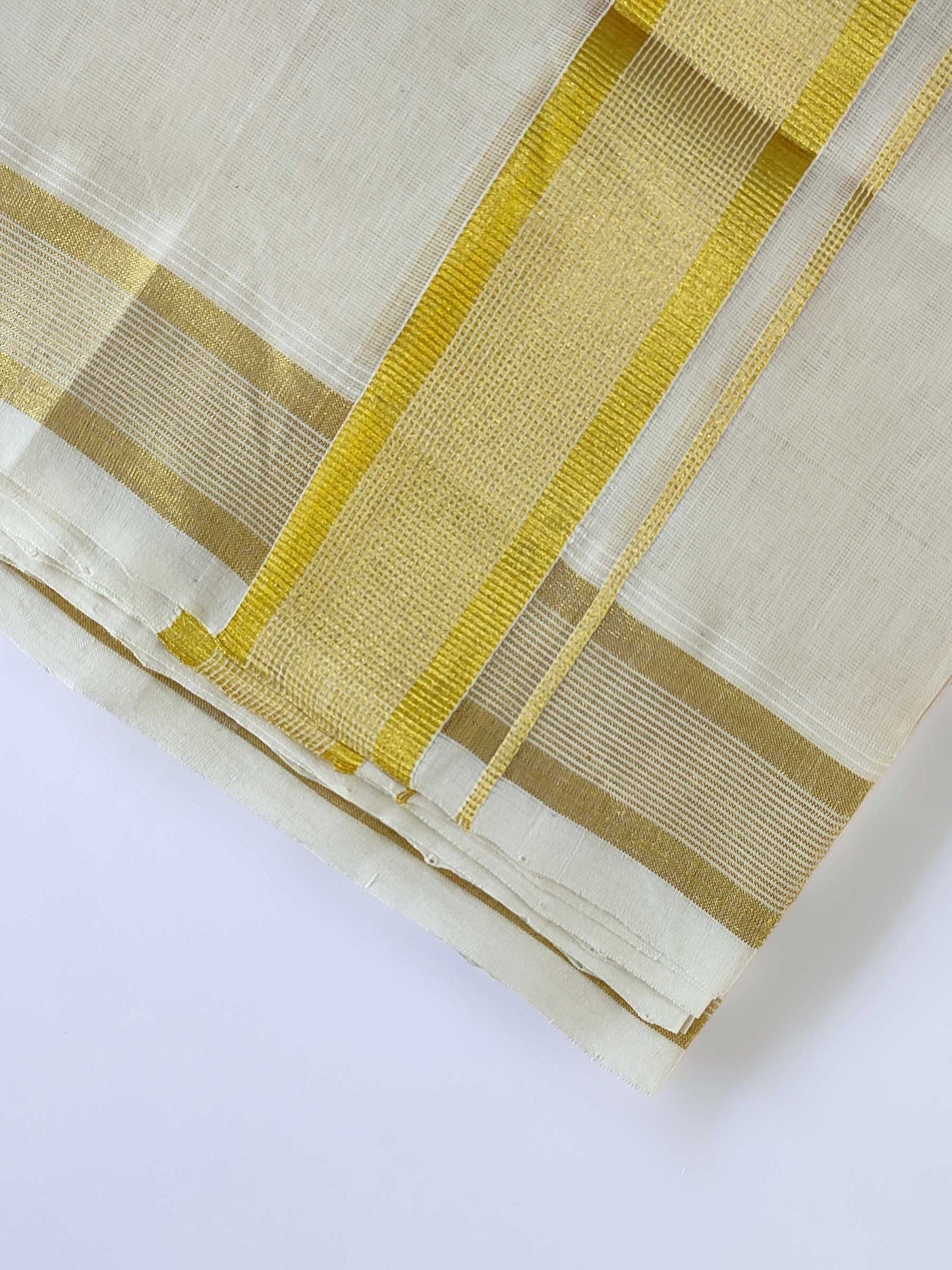 Premium Wedding Handloom Kasavu Mundu for Men