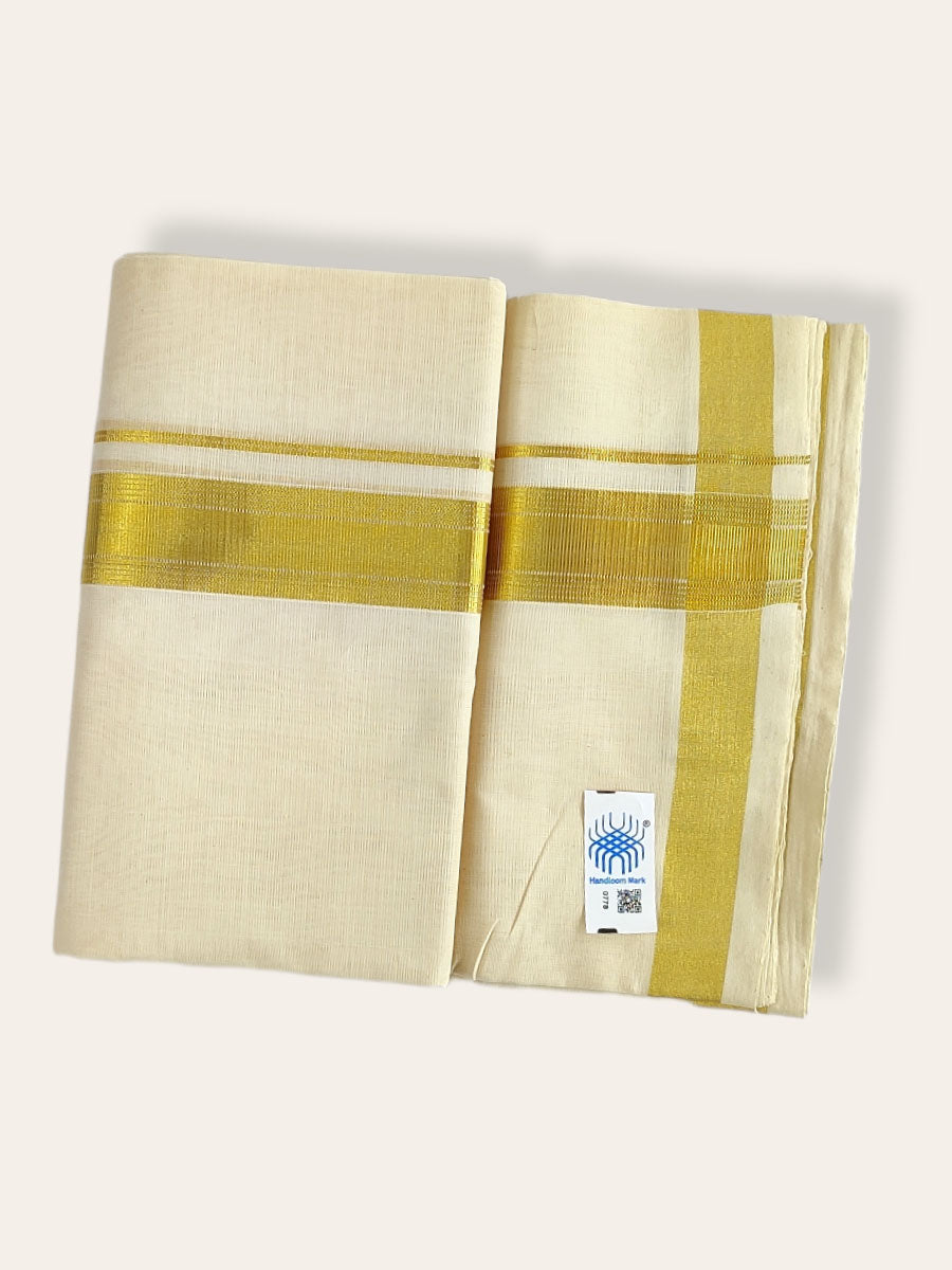 Premium Wedding Handloom Balaramapuram Unaakupaavu Kasavu Mundu for Men