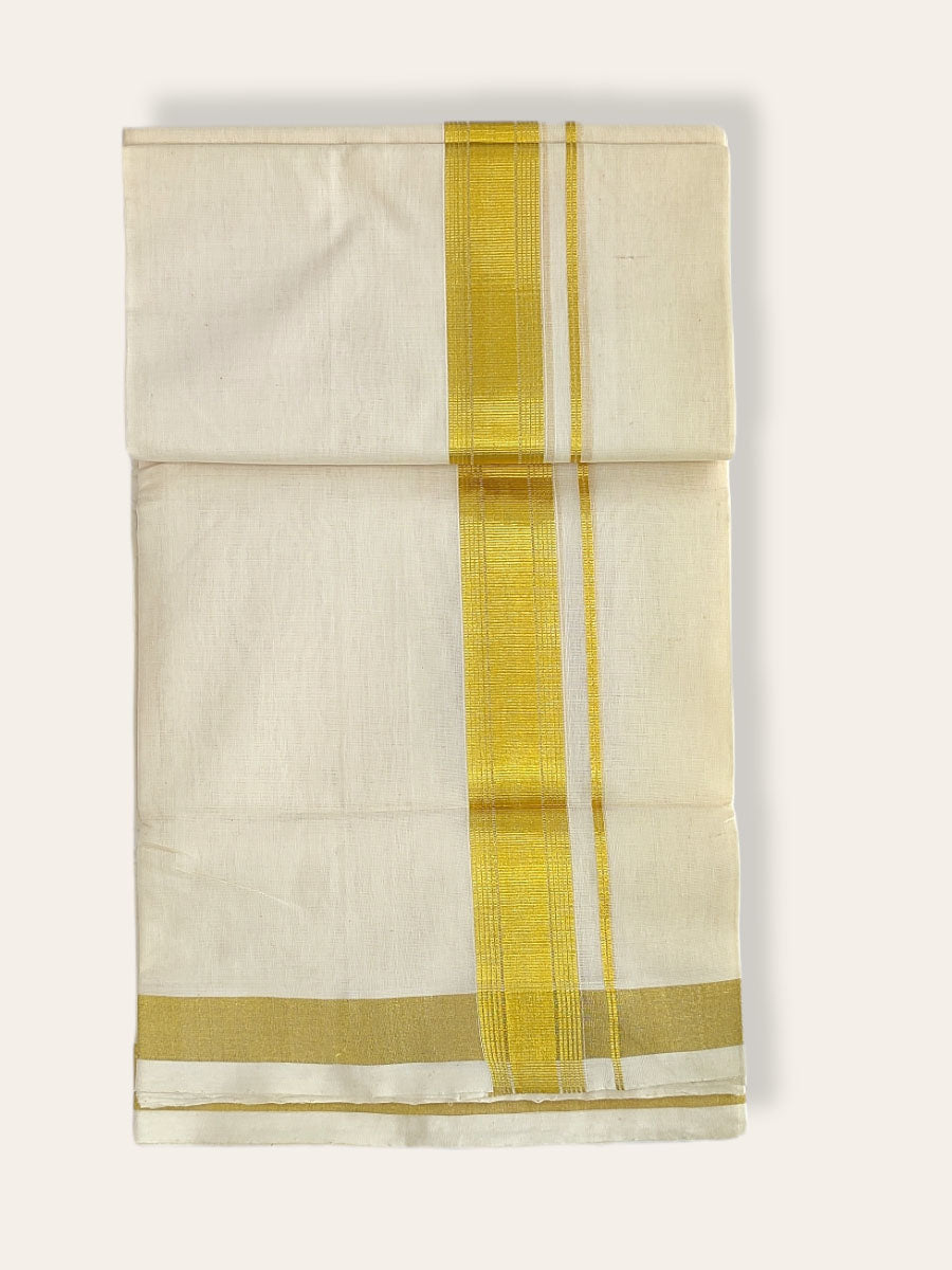 Premium Wedding Handloom Balaramapuram Unaakupaavu Kasavu Mundu for Men