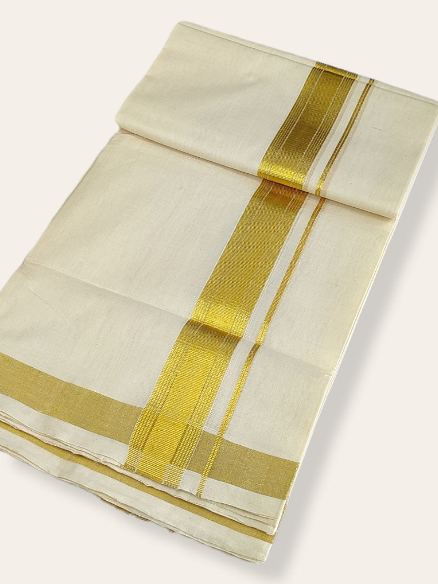 Premium Wedding Handloom Balaramapuram Unaakupaavu Kasavu Mundu for Men
