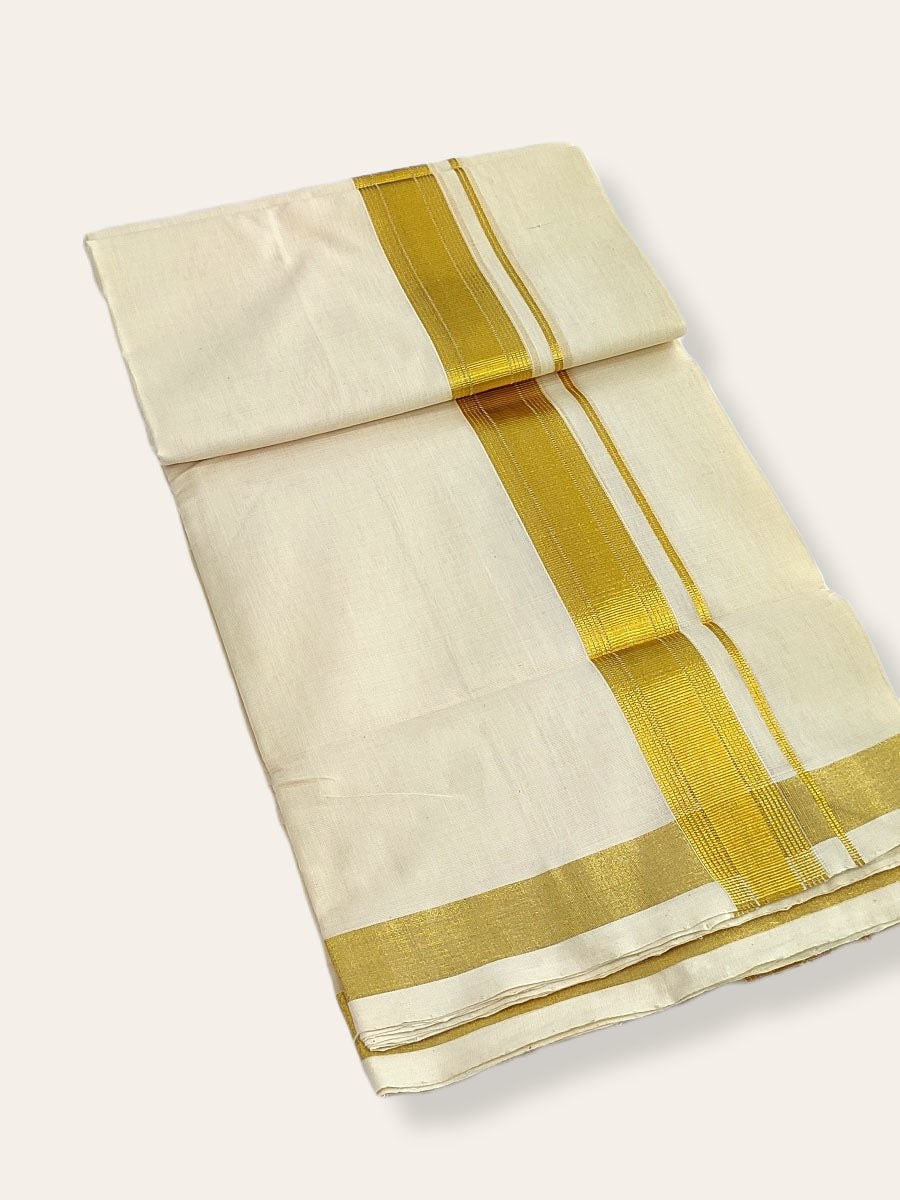 Premium Wedding Handloom Balaramapuram Unaakupaavu Kasavu Mundu for Men