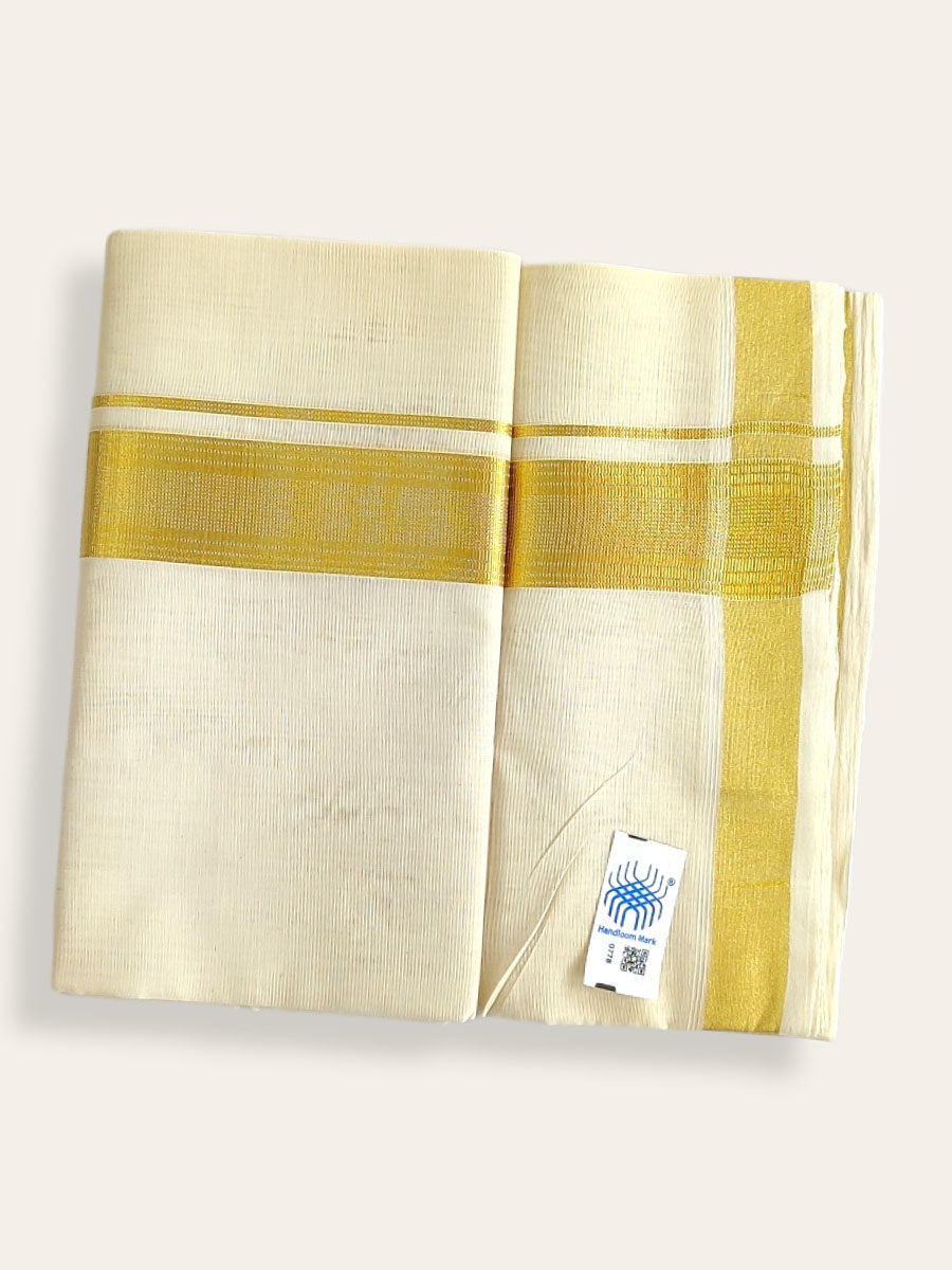 Premium Wedding Handloom Balaramapuram Unaakupaavu Kasavu Mundu for Men