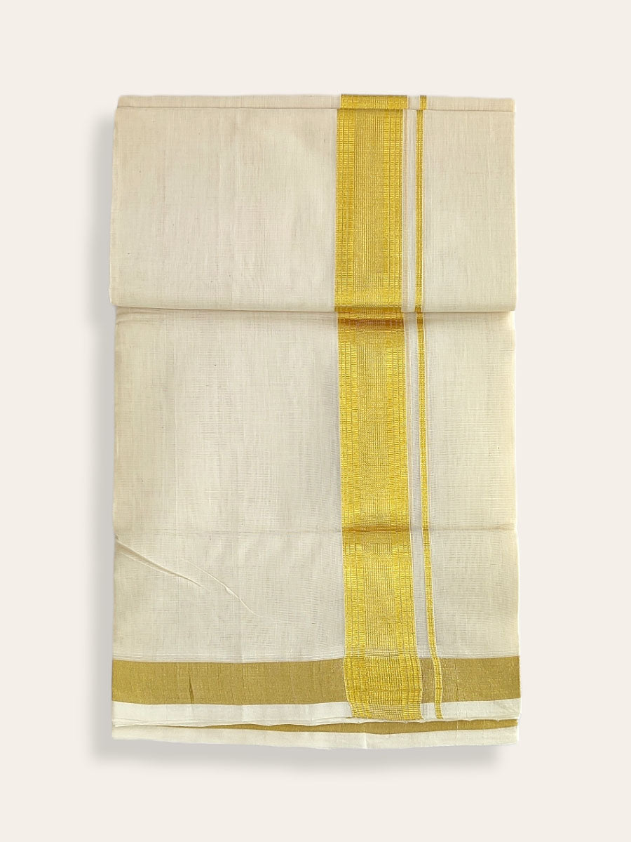Premium Wedding Handloom Balaramapuram Unaakupaavu Kasavu Mundu for Men
