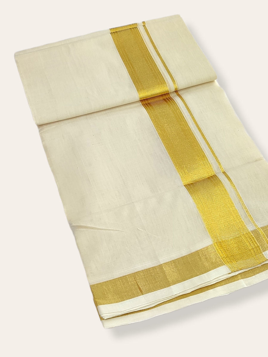 Premium Wedding Handloom Balaramapuram Unaakupaavu Kasavu Mundu for Men