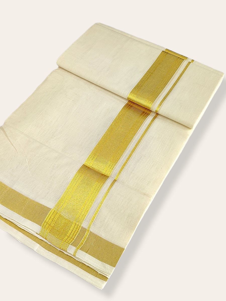 Premium Wedding Handloom Balaramapuram Unaakupaavu Kasavu Mundu for Men