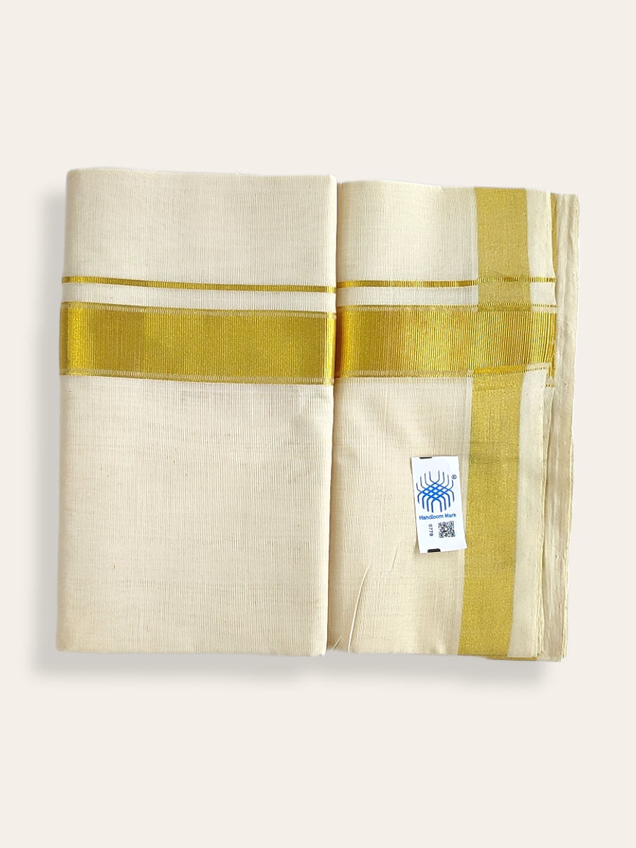 Premium Wedding Handloom Balaramapuram Unaakupaavu Kasavu Mundu for Men