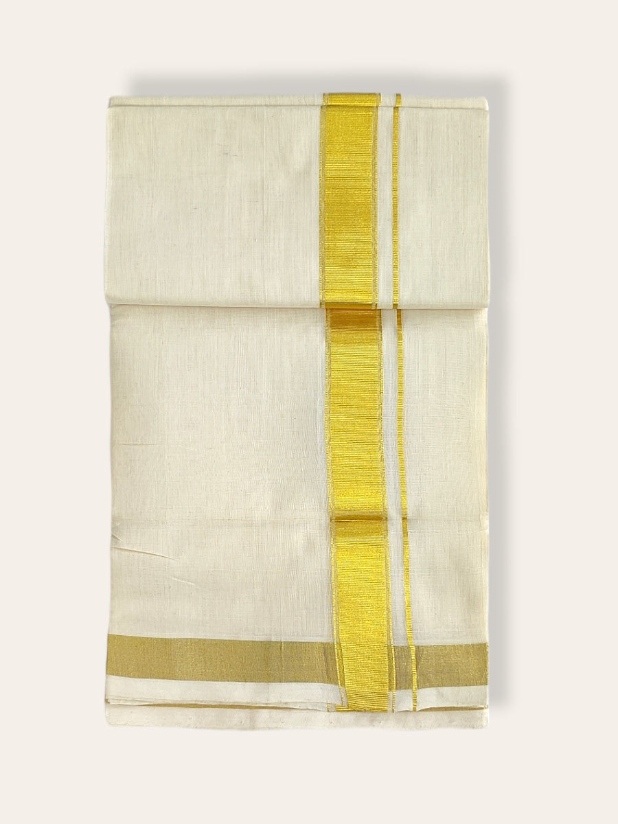 Premium Wedding Handloom Balaramapuram Unaakupaavu Kasavu Mundu for Men