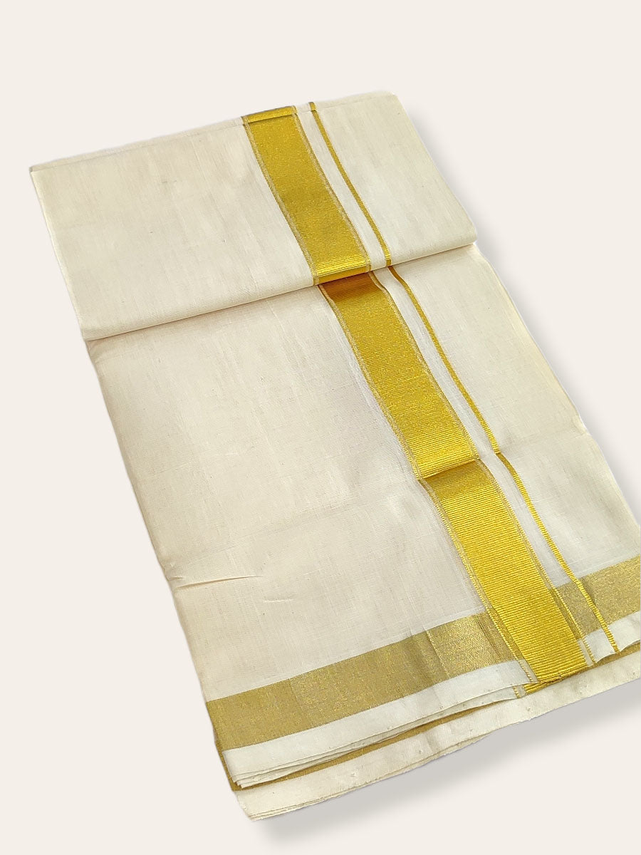 Premium Wedding Handloom Balaramapuram Unaakupaavu Kasavu Mundu for Men