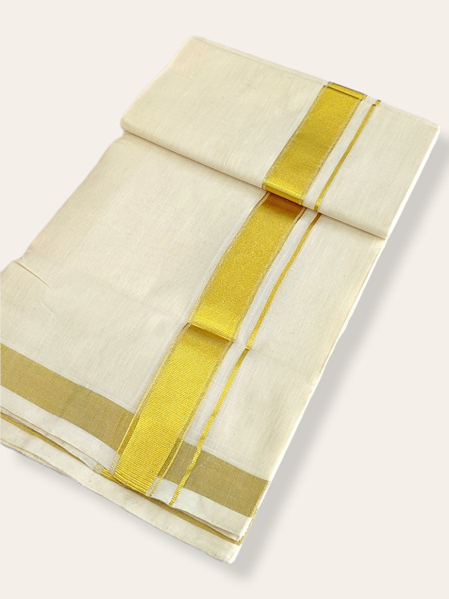 Premium Wedding Handloom Balaramapuram Unaakupaavu Kasavu Mundu for Men