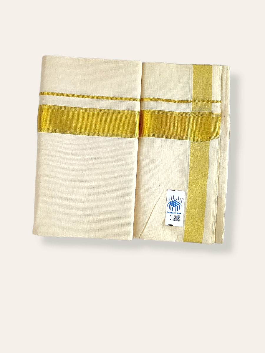 Premium Wedding Handloom Balaramapuram Unaakupaavu Kasavu Mundu for Men