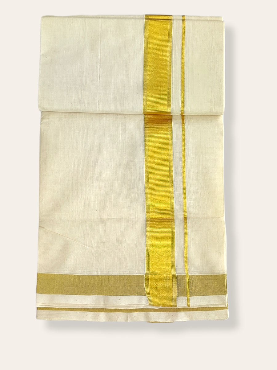 Premium Wedding Handloom Balaramapuram Unaakupaavu Kasavu Mundu for Men