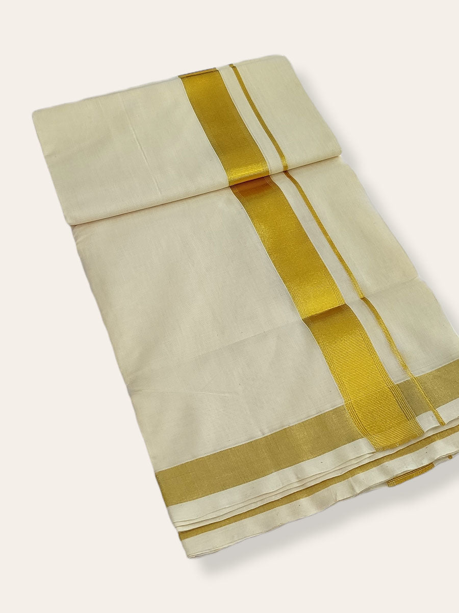 Premium Wedding Handloom Balaramapuram Unaakupaavu Kasavu Mundu for Men